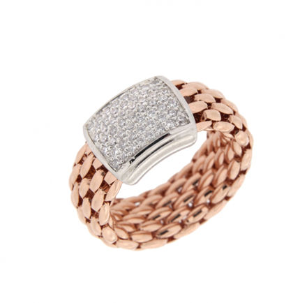 RING SØLV ROSÉ ELASTIC M/SØLVPLATE 7R CZ