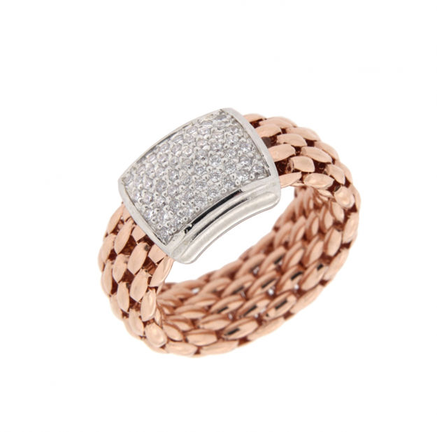 RING SØLV ROSÉ ELASTIC M/SØLVPLATE 7R CZ