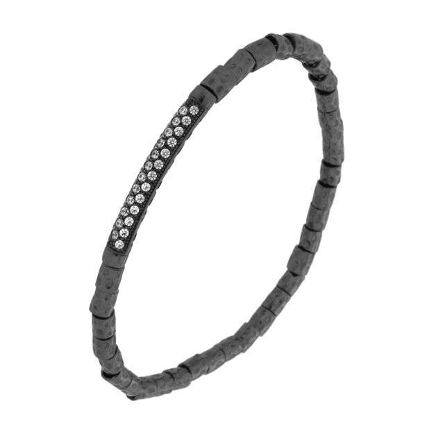 Armbånd sølv ruthenium 4mm med zirconer.