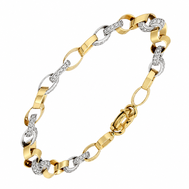 Gull armlenke tofarget med Cubic Zirconia 19cm