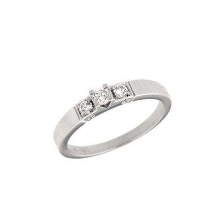 Hvitt gull ring med diamanter 0,25ct TW/SI (senter diamant 0,11ct)
