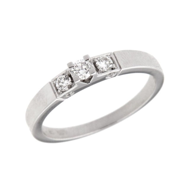 Hvitt gull ring med diamanter 0,25ct TW/SI (senter diamant 0,11ct)