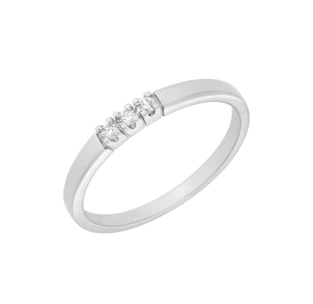 Hvitt gull allianse ring diamanter 3x0,03ct TWSI