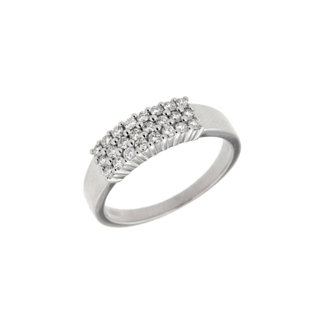 Hvitt gull allianse ring 3 rader med totalt 24 diamanter 0,37ct TW/SI