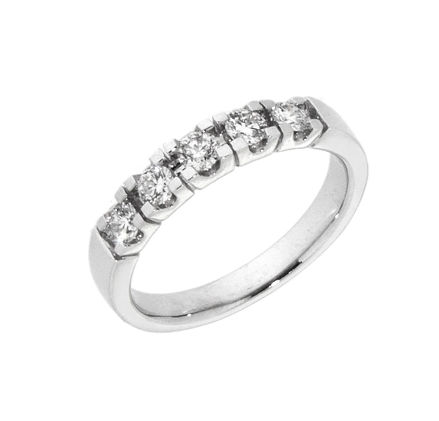 Hvitt gull allianse ring med diamanter 5x0,10ct TW/SI