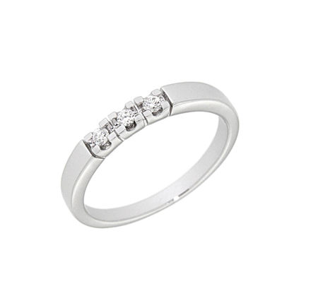 Hvitt gull allianse ring med diamanter 3x0,03ct TW/SI