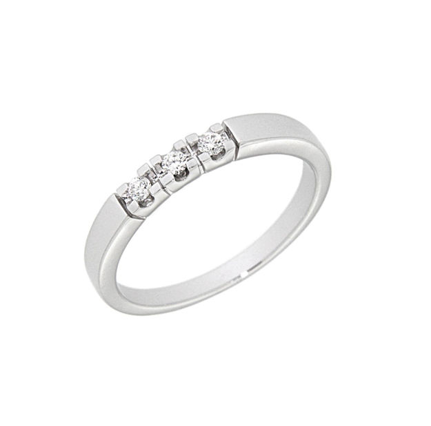 Hvitt gull allianse ring med diamanter 3x0,03ct TW/SI