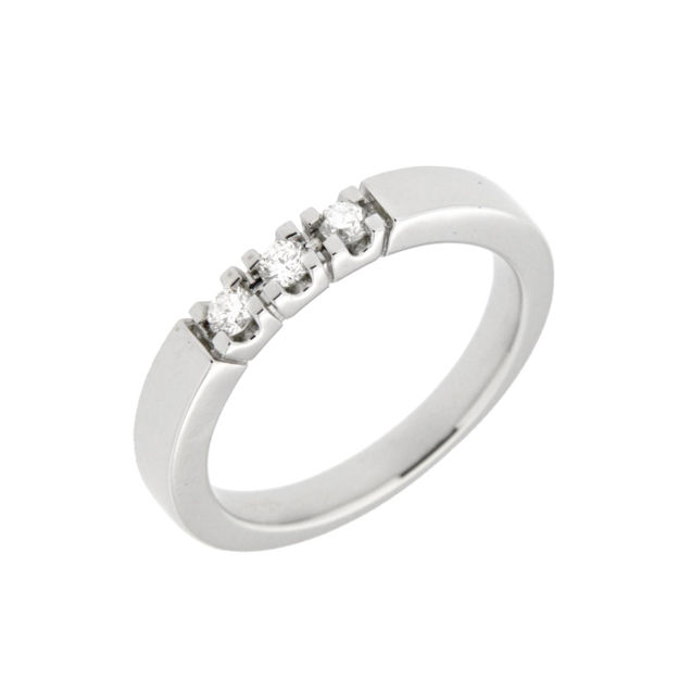 Hvitt gull allianse ring med diamanter 3x0,05ct TW/SI