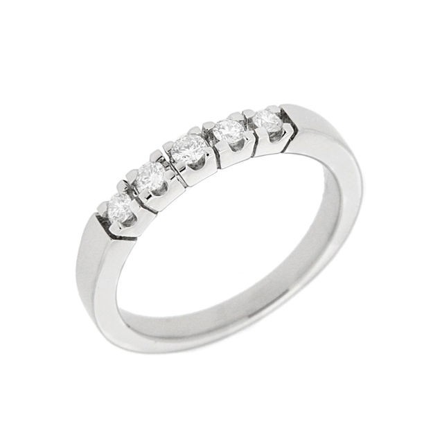 Hvitt gull allianse ring med diamanter 5x0,05ct TW/SI