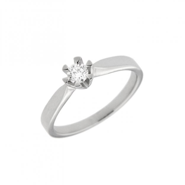 Hvitt gull ring med diamant 0,15ct TW/P1 Victoria