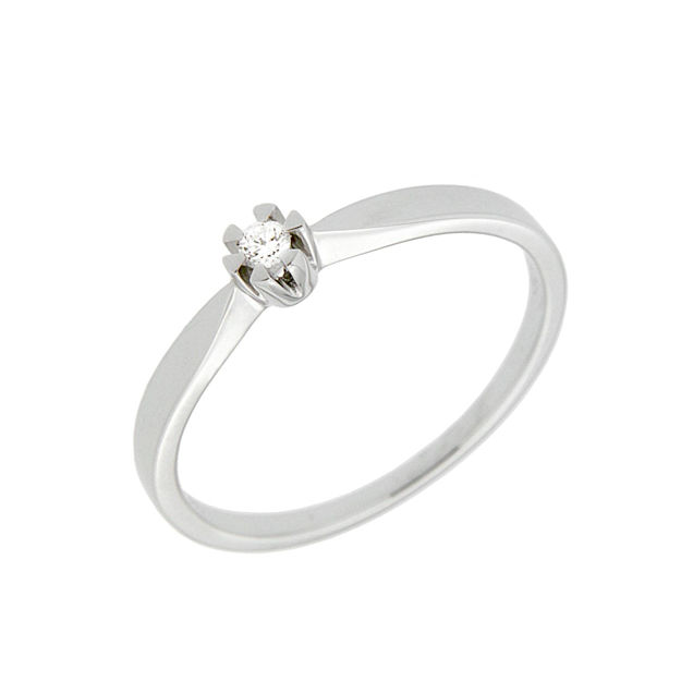 Hvitt gull ring med diamant 0,05ct TW/SI