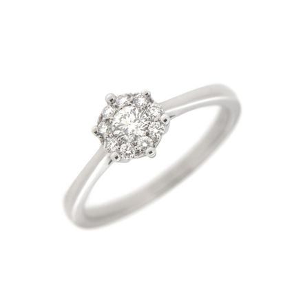 Hvitt gull rosett ring med diamanter totalt 0,36ct TW/SI3