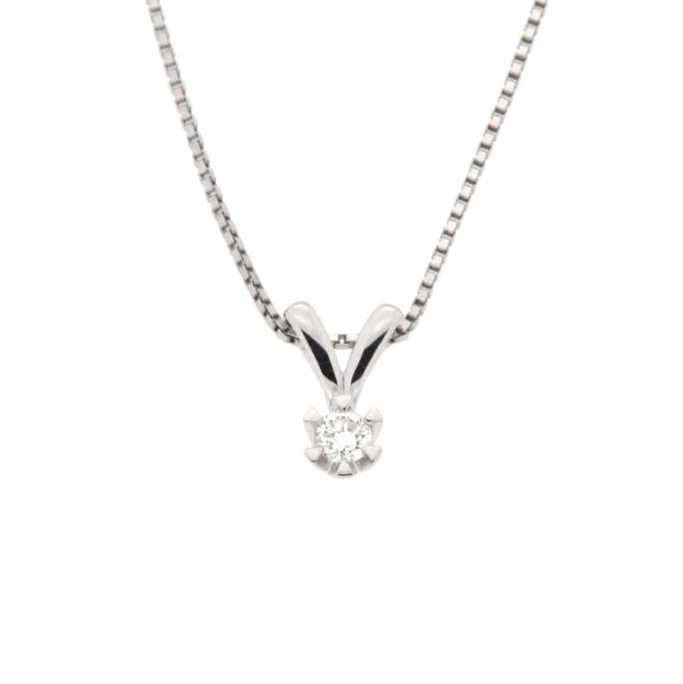 Hvitt gull halssmykke med diamant 0,20ct TW/SI Victoria