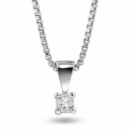 Hvitt gull halssmykke med diamant 0,05ct W/P, min første diamant