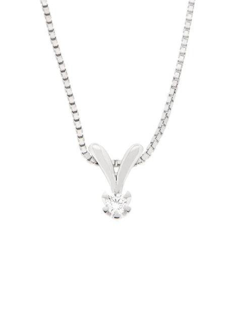 Hvitt gull halssmykke med diamant 0,10ct TW/SI Victoria