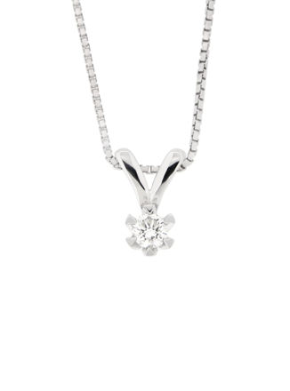 Hvitt gull halssmykke med diamant 0,25ct TW/SI Victoria