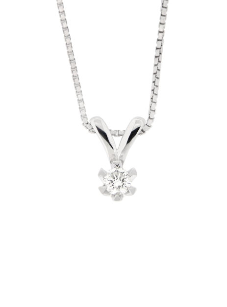 Hvitt gull halssmykke med diamant 0,25ct TW/SI Victoria