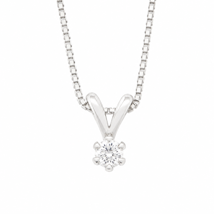 Hvitt gull halssmykke med diamant 0,15ct TW/SI Victoria