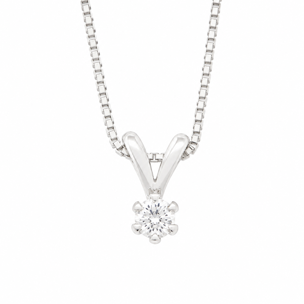 Hvitt gull halssmykke med diamant 0,15ct TW/SI Victoria