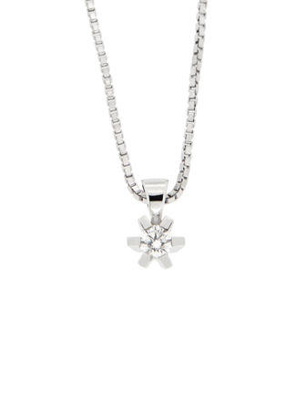 Hvitt gull halssmykke med diamant 0,15ct TW/SI