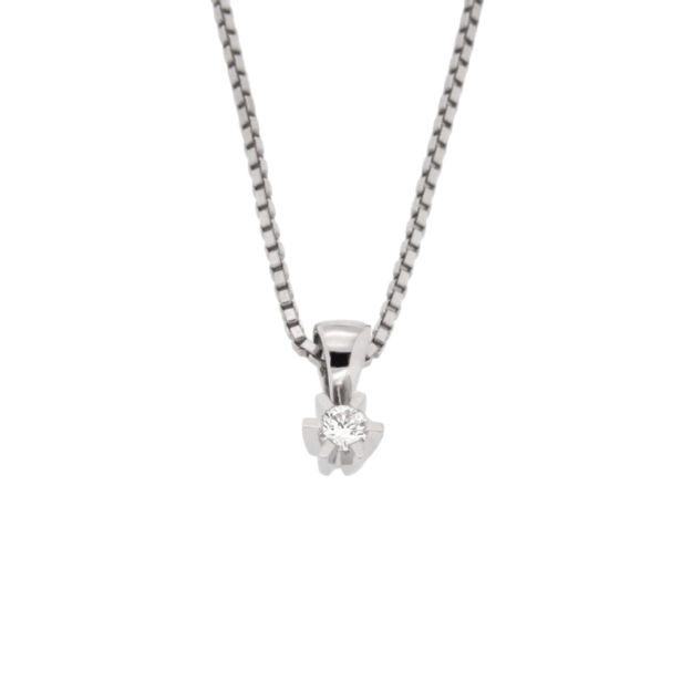 Hvitt gull halssmykke med diamant 0,08ct TW/SI