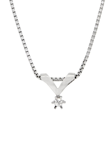 Hvitt gull halssmykke med diamant 0,05ct W/SI 