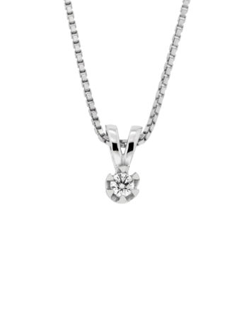 Hvitt gull halssmykke med diamant 0,10ct TW/SI