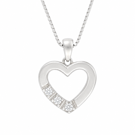 Hvitt gull allianse hjerte med diamaner 3x0,05ct TW/SI