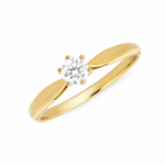 Gull ring med 4mm Cubic Zirconia
