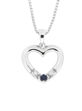 Hvitt gull allianse hjerte med diamant 0,01ct TW/SI og safir