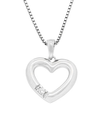 Hvitt gull allianse hjerte med diamant 0,05ct TW/SI