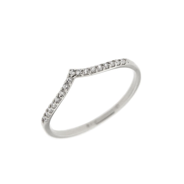 Hvitt gull ring 1,2mm bred med Cubic Zirconia