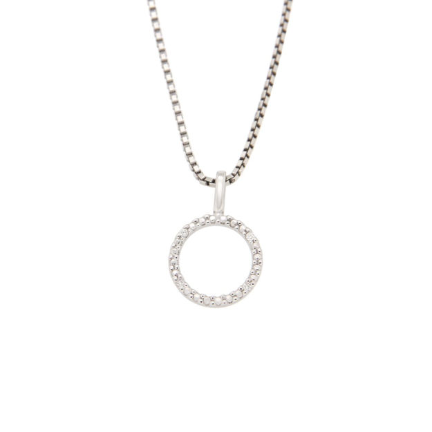 Hvitt gull halssmykke med diamant 0,02ct WP