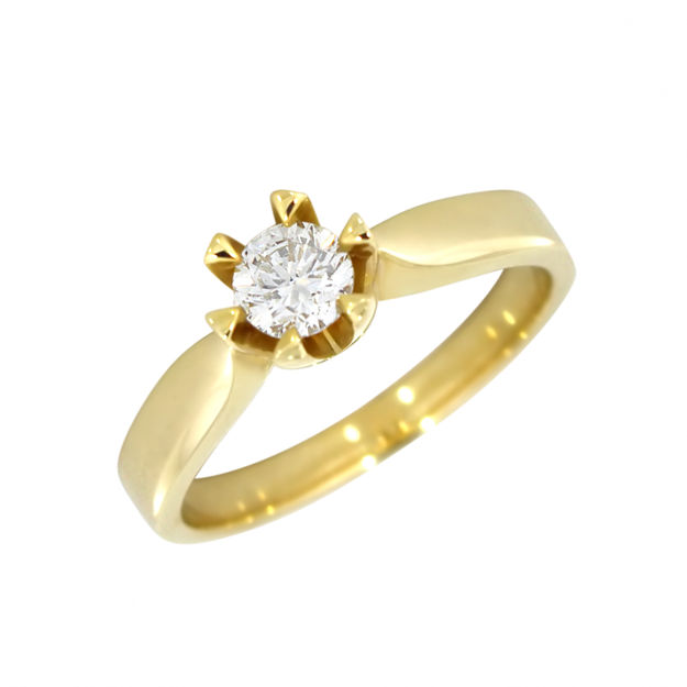 Gull ring med  diamant 0,40ct TW/P1