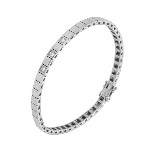 Hvitt gull allianse armbånd med diamanter 3x0.05ct TW/SI 18.5cm