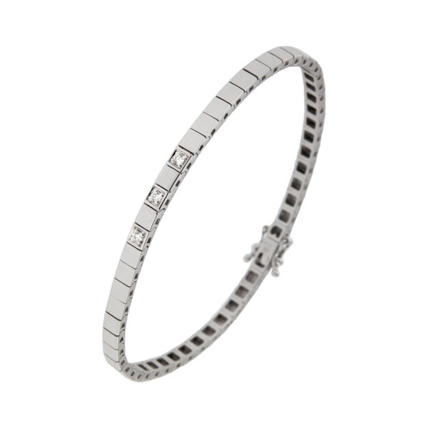 Hvitt gull allianse armbånd med diamanter 3x0.03ct TW/SI 18.5cm