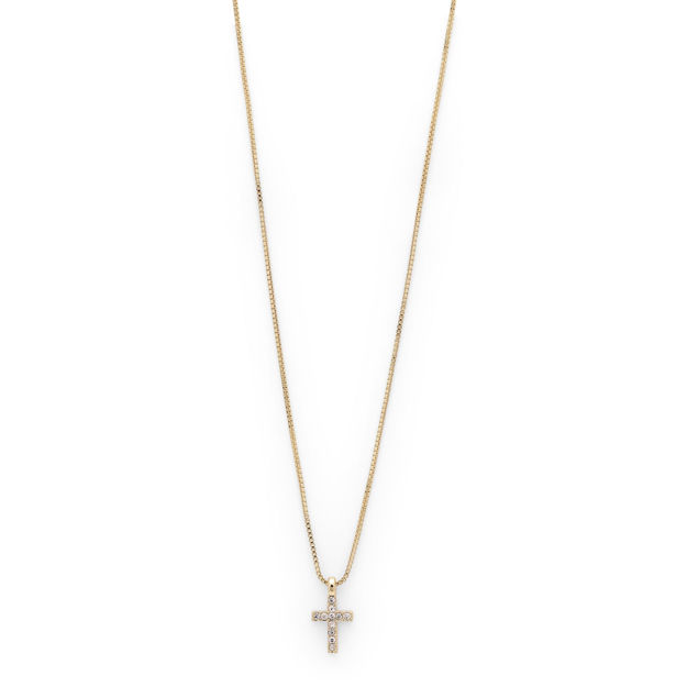CLARA crystal cross necklace gold plated,35+9 cm