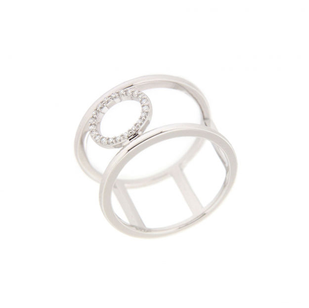Ring rhodinert sølv 12mm cubic zirconia