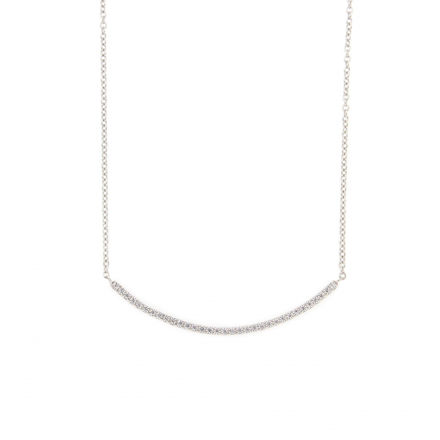 Kjede rhodinert sølv, cubic zirconia, ankerkjede 42+5cm