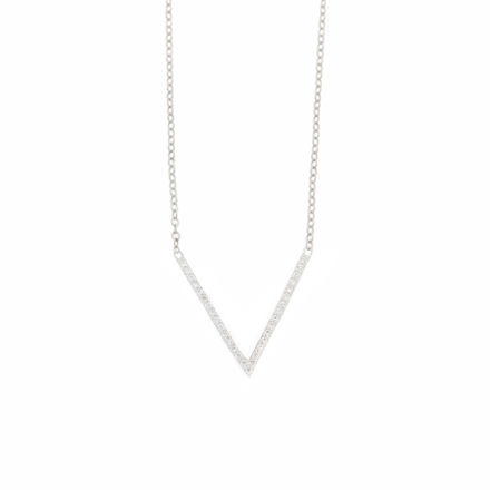 Kjede rhodinert sølv, cubic zirconia, ankerkjede 42+5cm