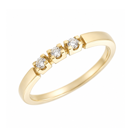 Gull allianse ring med diamanter 3 x 0,03ct W/P