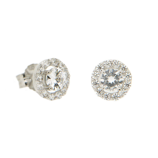 Hvitt gull øredobber 3,5mm rosett med Cubic Zirconia 