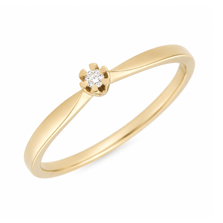 Gull ring med diamant 0,03ct TW/SI