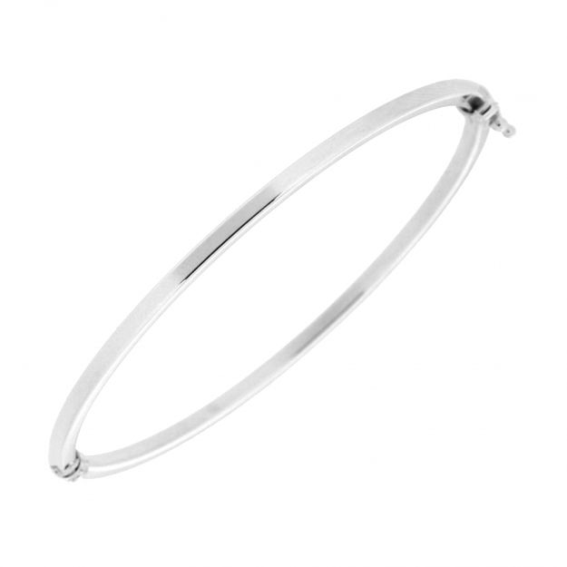 Hvitt gull armring 2,6mm oval, hengslet diameter 51x58mm