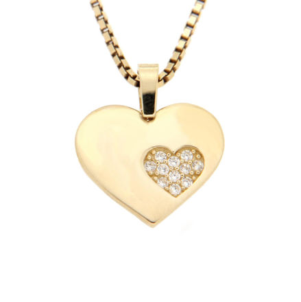 Gull hjerte smykke med zirconer