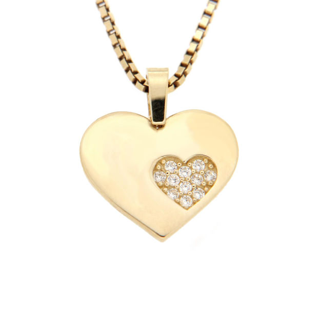 Gull hjerte smykke med zirconer