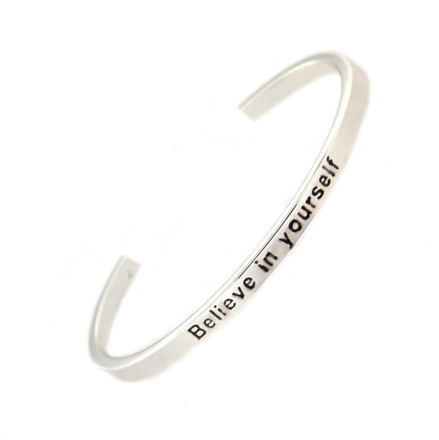 Armring sølvbelagt "Believe in yourself" 4mm åpen