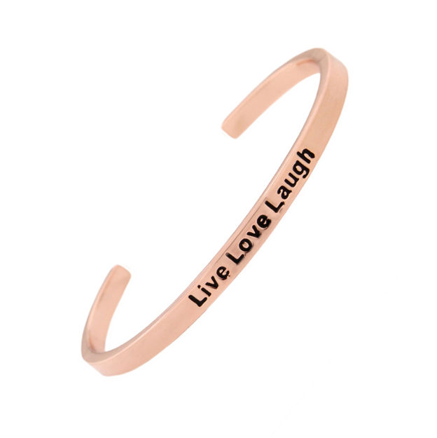 Armring rosè "Live Love Laugh" 4mm åpen