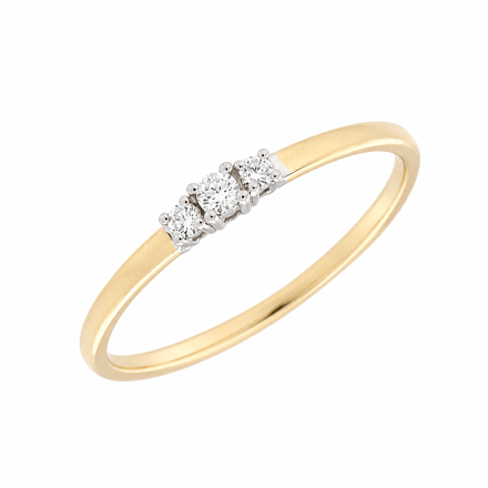 Gull ring med diamanter totalt 0,08ct W/SI3