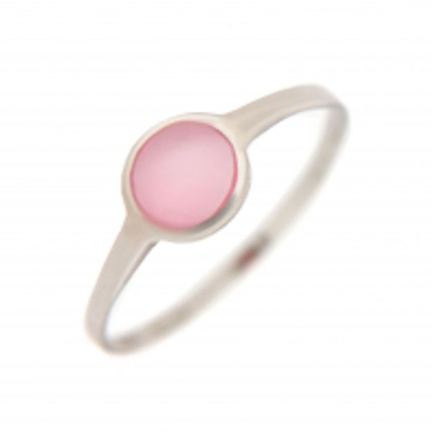 RING RH.SØLV ROSA STEIN OVAL, 1,5mm glatt skinne